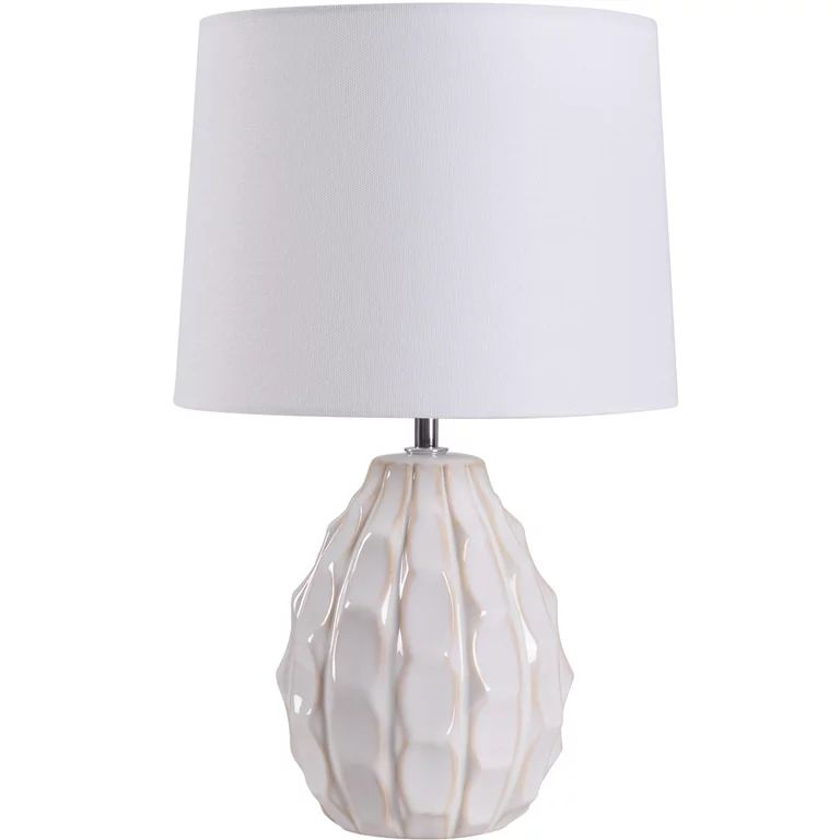 Mainstays Cream Sculptured Base Ceramic Table Lamp, 16.75"H | Walmart (US)