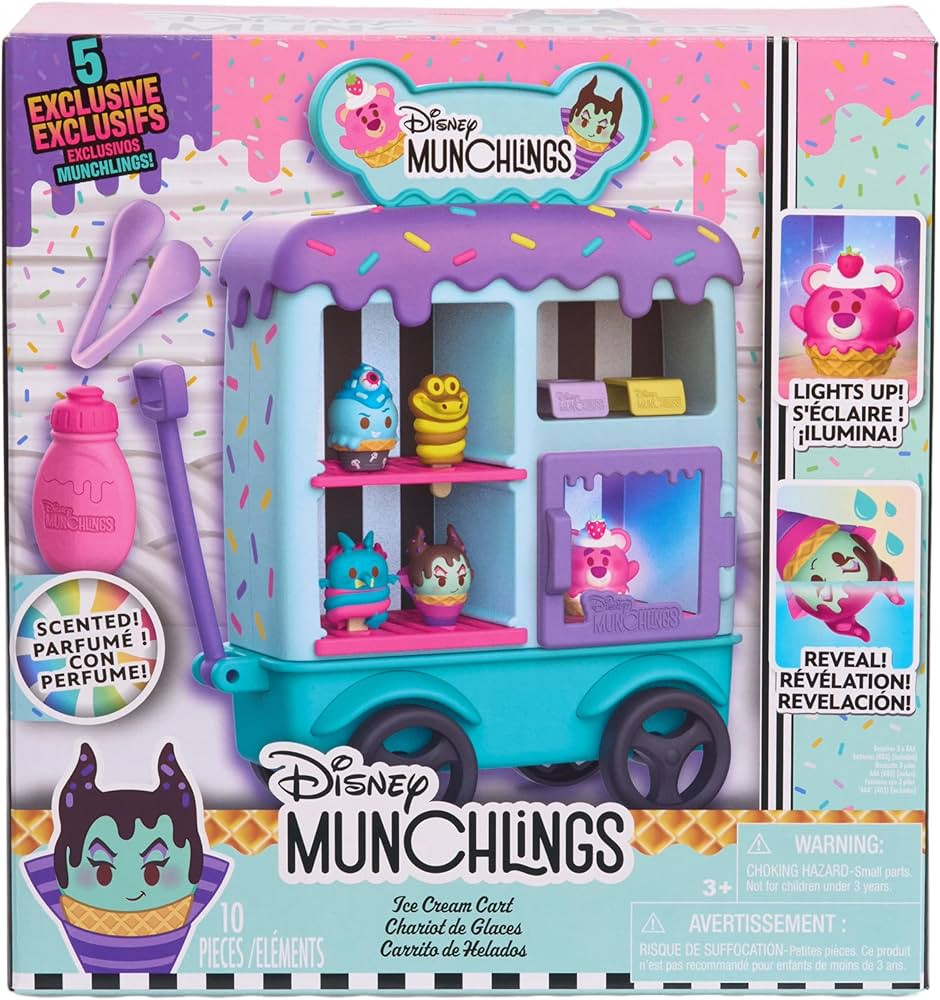 Just Play Disney Munchlings Ice Cream Cart, 13-Piece Color Change Figure Playset, Kids Toys for A... | Amazon (US)