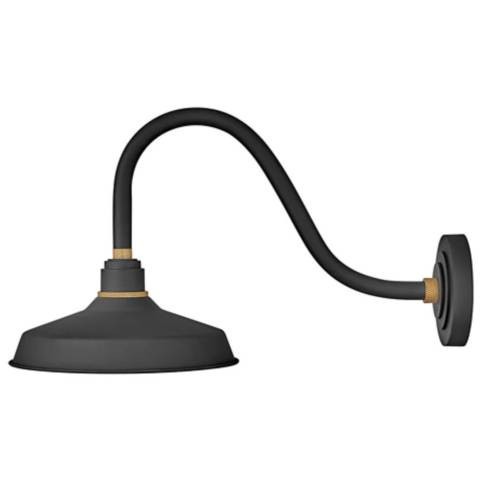 Foundry Classic 13.8" High Textured Black Outdoor Gooseneck Barn Light - #816N0 | Lamps Plus | Lamps Plus