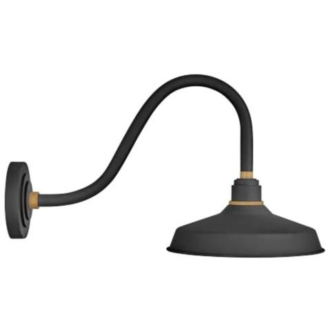 Foundry Classic 13.8" High Textured Black Outdoor Gooseneck Barn Light - #816N0 | Lamps Plus | Lamps Plus