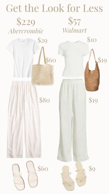 Get the Look for Less! I recreated this adorable Abercrombie outfit for you with similar finds from Walmart! Both pairs of pants come in multiple colors. The Abercrombie pants come in more colors, as well as petite and long options! The baby tees are both so versatile and great summer staples. I love both straw bags, and they’re perfect for casual totes! I would also love either outfit with a jean jacket or sneakers instead of sandals!
………………….
abercrombie dupe elastic waist pants linen pants linen set linen blend pants matching set strappy sandals comfy sandals hobo purse straw purse straw tote summer purse summer bag spring purse spring bag spring outfit casual outfit resort wear travel look travel outfit plus size pants palazzo pants crop tee cropped tee baby tee baby shirt purse under $20 tee under $20 tee under $10 pants under $20 loose pants wide leg pants bump friendly look white sandals cream sandals summer trends spring trends white pants cream pants beach outfit beach look vacation outfit vacation look neutrals capsule wardrobe summer essentials warm weather look swimsuit cover travel look travel outfit 

#LTKtravel #LTKmidsize #LTKfindsunder50