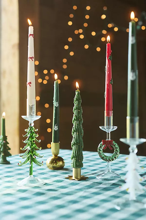 Festive Tree Taper Candles, Set of 2 | Anthropologie (US)