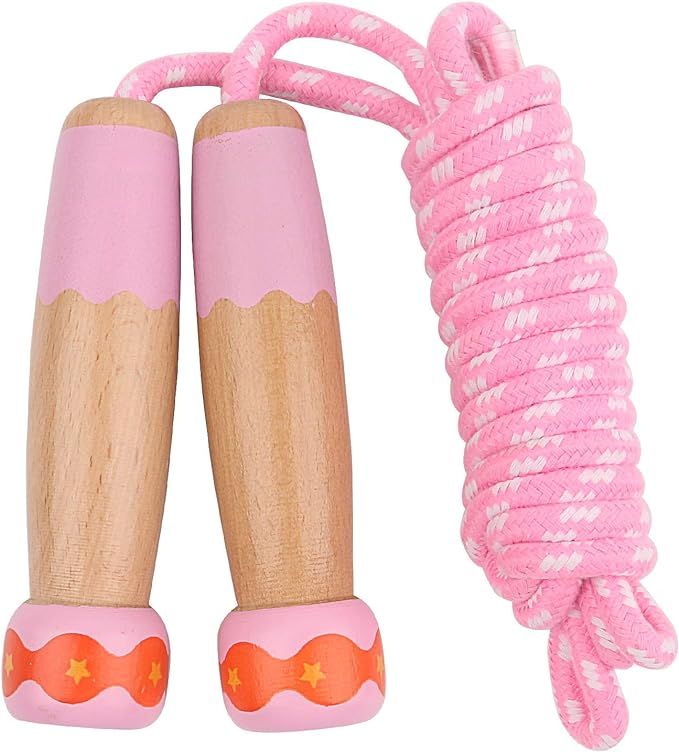 Zivisk Jump Rope Kids, 8.5Ft Easy to Adjust Cotton Skipping Rope with Wooden Handle for Boys and ... | Amazon (US)