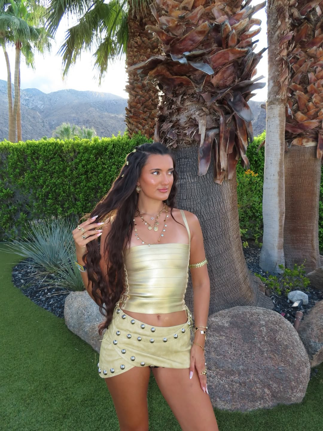 coachella day one outfit🎡🤍

festival outfit, bandage top, mini skirt, studded, metallic, summer outfit, party outfit, butter yellow 

 #LTKsummer #LTKfestival #LTKpartywear