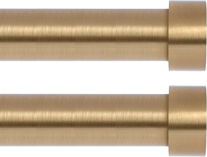 2 Pack Gold Curtain Rods for Windows 48 to 84 Inch(4-7 Feet),1" Diameter Drapery Rods with Modern... | Amazon (US)