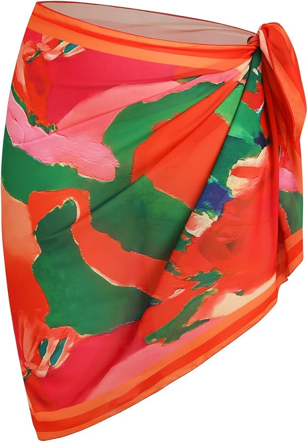ZAFUL Women's Short Sarongs Beach Wrap Tie Side Cover Up Swimwear Sarong(4-colorful,One Size) at ... | Amazon (US)
