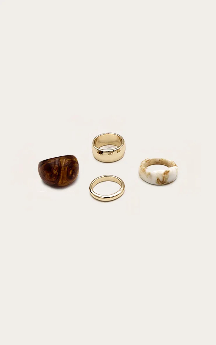 Gold Chunky Resin Multi-pack Rings | PrettyLittleThing | PrettyLittleThing UK