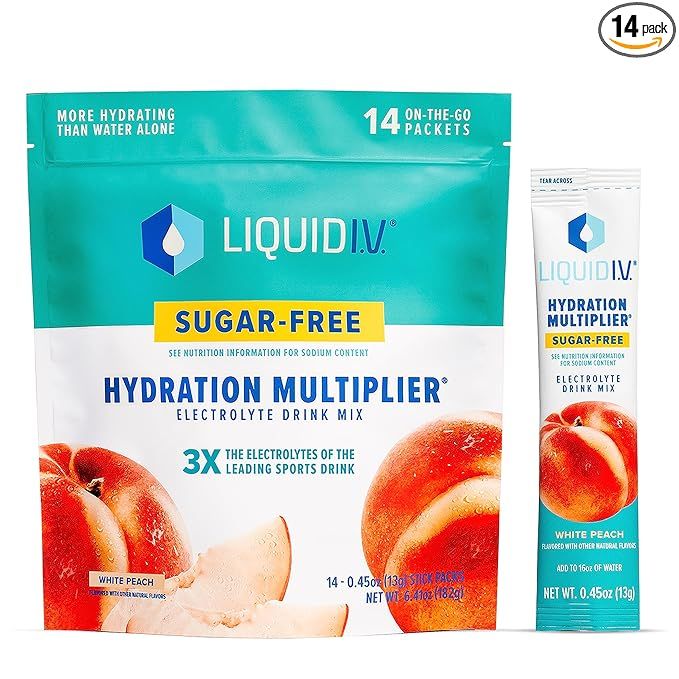 Liquid I.V. Sugar-Free Hydration Multiplier - White Peach – Powder Packets  | Electrolyte Drin... | Amazon (US)