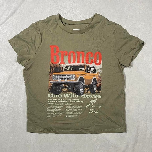 Ford Bronco Graphic Crop Top T-Shirt Green Women's M Vintage Style Tee | Poshmark