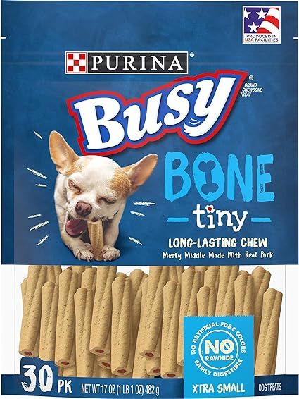 Purina Busy Made in USA Facilities Toy Breed Dog Bones, Tiny - 30 ct. Pouch       Add to Logie | Amazon (US)