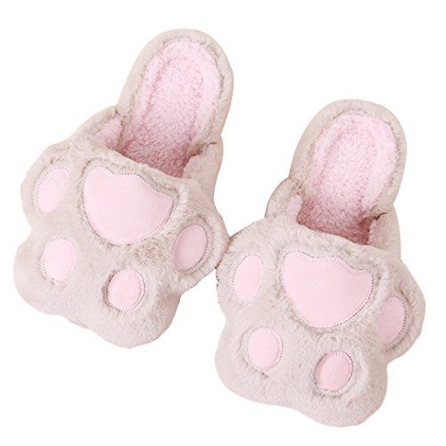 MiYang Winter Women's Cute Footprints Warm Indoor Slippers House Shoes | Amazon (US)
