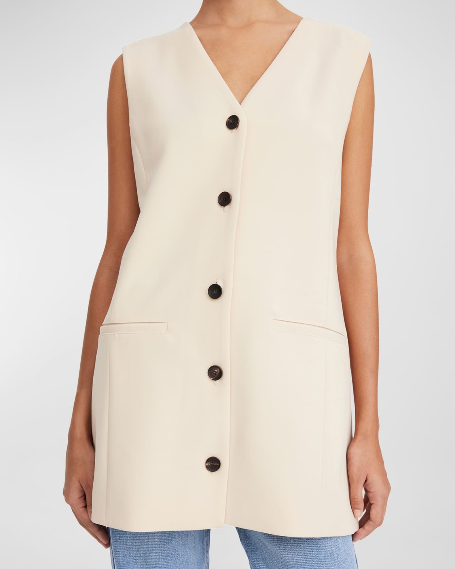Francinne V-Neck Button-Down Vest | Neiman Marcus