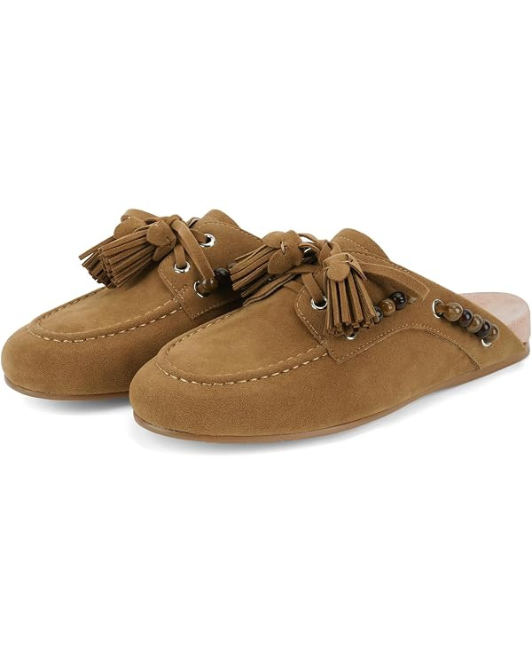 Slip On Mules for Women with Moccasin Tassel Design Beaded Accents Women's Flat Mules & Clogs Rou... | Amazon (US)