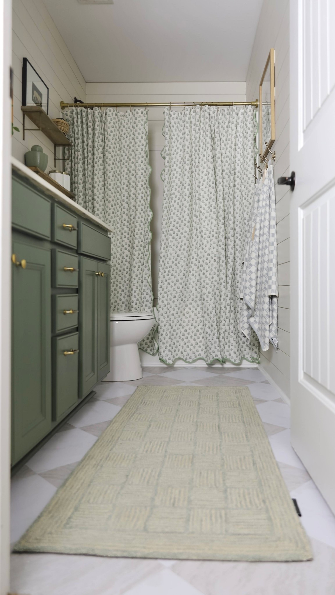 Kids’ bathroom, block print scallop edge shower curtain 

#LTKKids #LTKHome