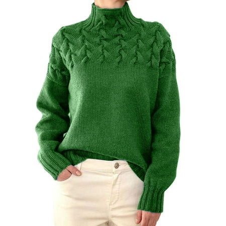 Frehsky Turtle Neck Sweaters for Woman Women Turtleneck Sweater Women Cowl Neck Sweater for Women Sweaters for Women Green M | Walmart (US)