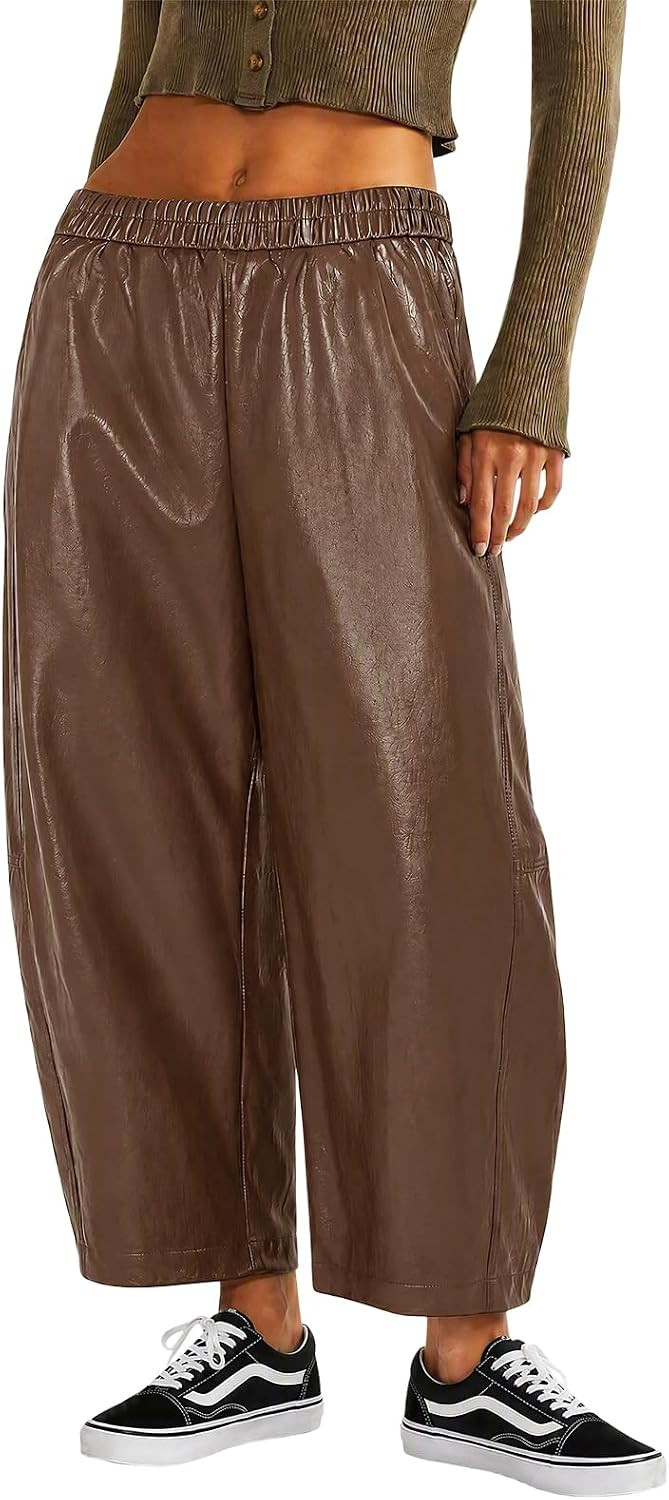 Imily Bela Business Casual Pants for Women High Waist Leather Jeans | Amazon (US)