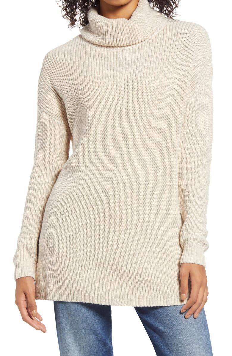 Oversized Turtleneck Tunic Sweater | Nordstrom