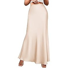 BTFBM Women's Spring Summer Skirt 2024 Silk Elegant High Waist Cocktail Party Wedding Mermaid Hem... | Amazon (US)