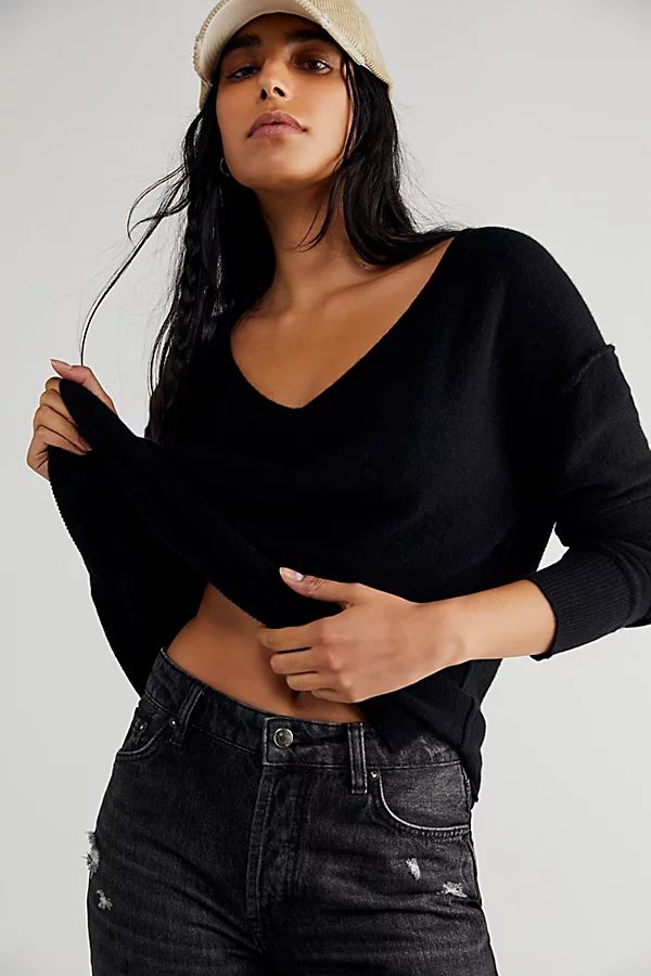 Harmony Cashmere V Sweater by Free People, Black, XS | Free People (Global - UK&FR Excluded)