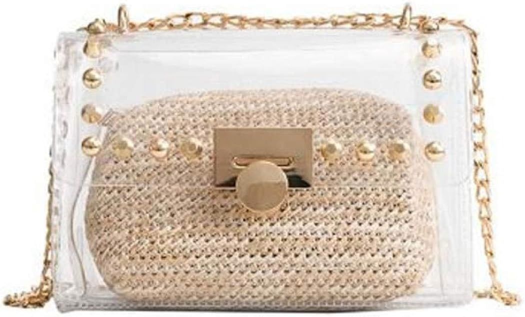 Transparent Clear Crossbody Bag for Women, Tote Bag with Chain Messenger Handbag Shoulder Bags St... | Amazon (US)