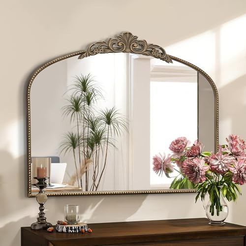 Micasso Large Antique Gold Mirror: 29"x 36" French Baroque Arched Mirror - Traditional Ornate Vintage Mirrors for Wall/Mantel/Entryway/Bathroom/Hallway - Home Decor for Living Room | Amazon (US)