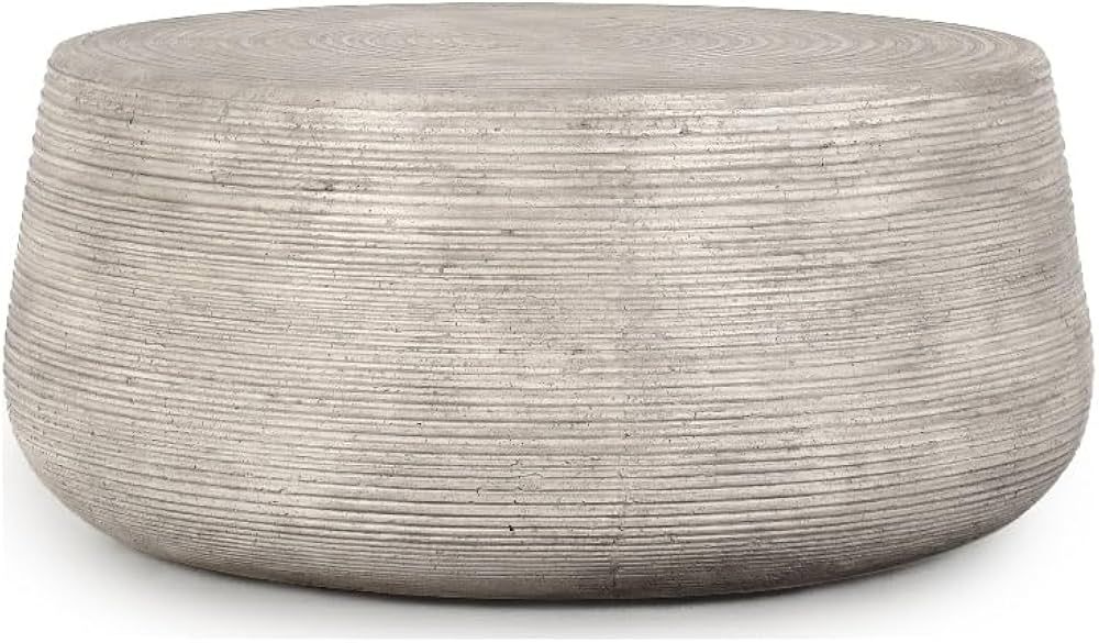 Kosas Home Nellie Concrete Stone Outdoor Coffee Table in Rough Light Gray | Amazon (US)