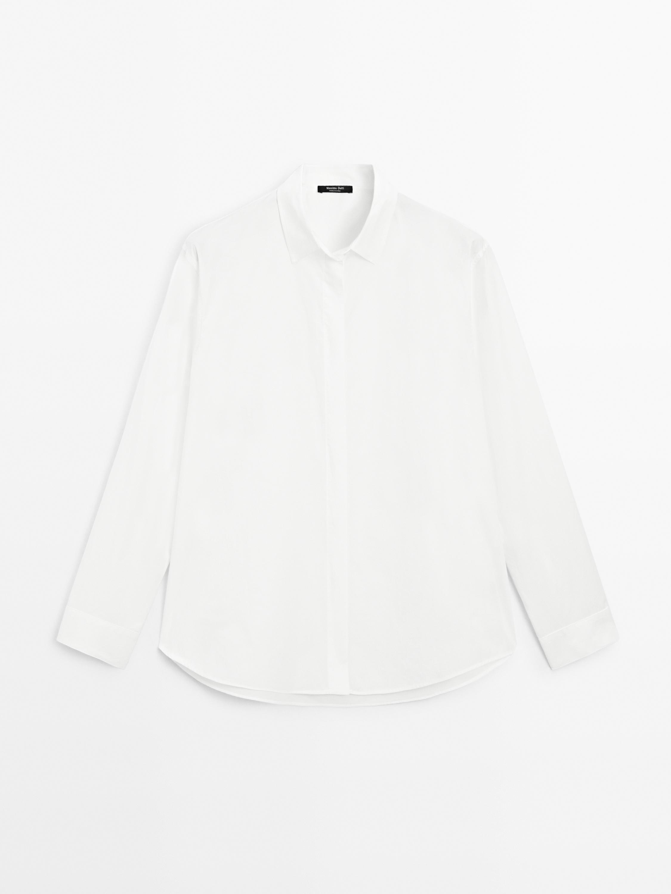 Popelinhemd mit verdeckten Knöpfen | Massimo Dutti DE