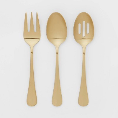 3pc Sussex Serve Set Gold - Threshold™: Stainless Steel Serving Utensils, Hostess Set, Dishwasher-Safe | Target