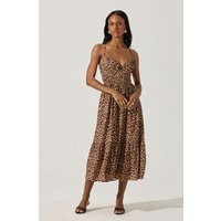 ASTR the Label | Eleni Leopard Print Midi Dress in Leopard print | Size S | ASTR The Label (US)