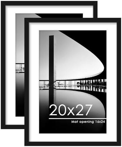 PEALSN 20x27 Picture Frame Set of 2, Display Pictures 16 x 24 with Mat or 20 x 27 without Mat for... | Amazon (US)