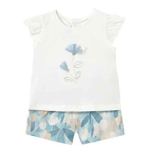 Mayoral Floral Bermudas Set in Sky at Nordstrom, Size 18M | Nordstrom