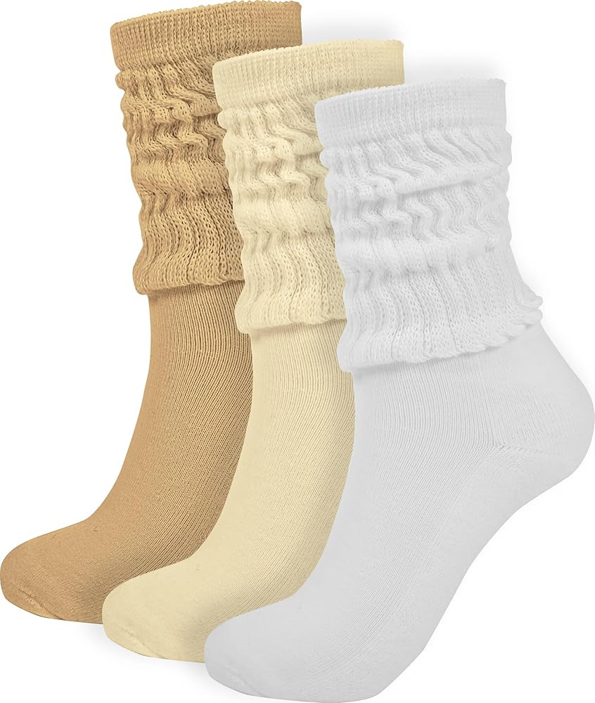 BomKinta Crew Slouch Socks Women - Retro Scrunch Short Sock - Soft Solid Ankle Socks Size 5-11 | Amazon (US)