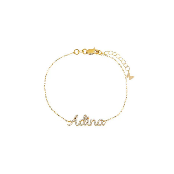 Pave Script Nameplate Bracelet | Adina Eden