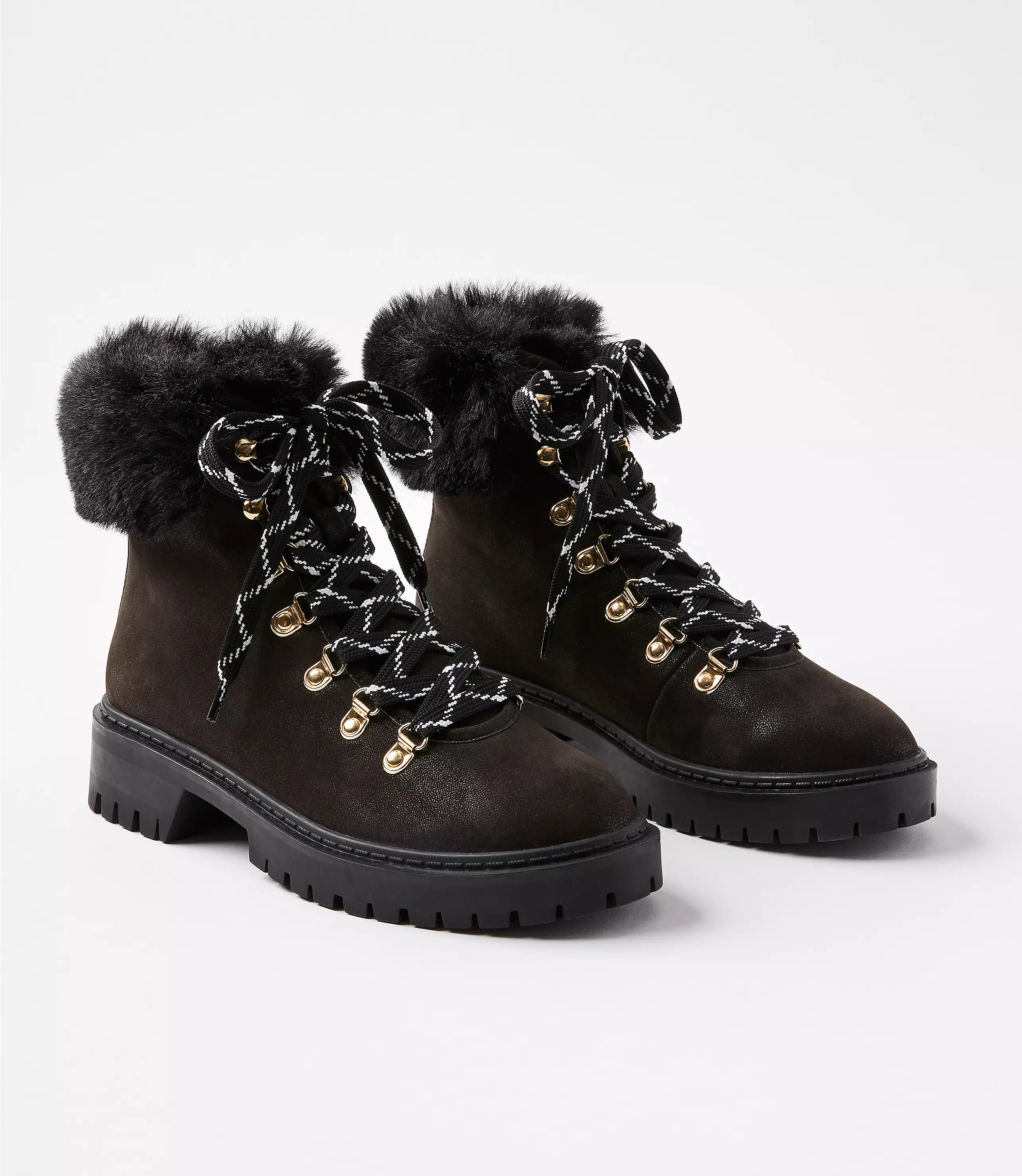 Faux Fur Trim Hiking Boots | LOFT