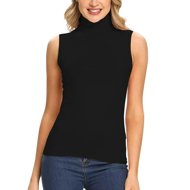 Anyfit Wear Womens Mock Turtleneck Tank Top Sleeveless SLim Fit Top Basic Solid Layer Shirt | Walmart (US)