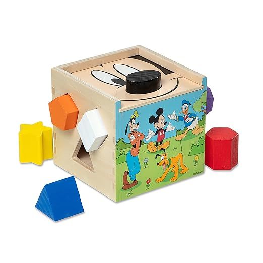 Melissa & Doug Disney Mickey Mouse & Friends Wooden Shape Sorting Cube - Mickey Mouse Toys, Class... | Amazon (US)