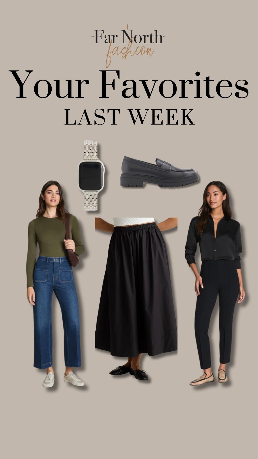 Last week’s best sellers:
1. Spanx ankle Ponte slim pants
2. Spanx cropped wide leg jeans
3 Quince A-line skirt
4. Quince lug sole loafer
5. Quince pave watch band 

Use code leslixspanx for 15% off + free shipping for 1st time customers 
@spanx
@onequince

#LTKOver40 #LTKMidsize
