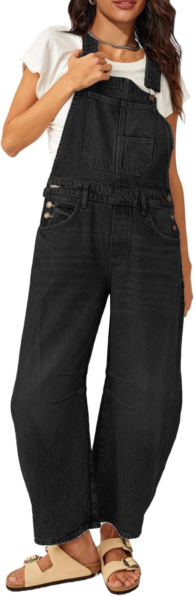 Barrel Overalls Jumpsuits for Women Casual Loose Baggy Jeans Pants Sleeveless Bib Jumpers with Po... | Amazon (US)