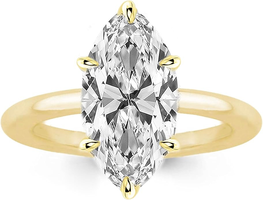 2CT/3.5CT/5.5CT Elongated Marquise Cut Engagement Ring,Simulated Diamond Promise Ring,925 Sterlin... | Amazon (US)
