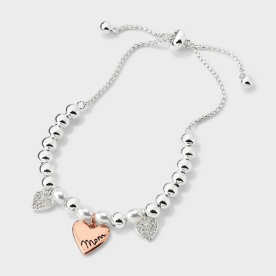Silver Plated Rose Gold Two Tone "Mom" Bracelet - Silver/Rose Gold | Target