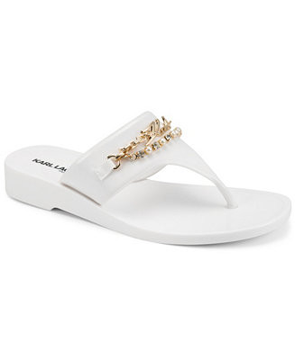 KARL LAGERFELD PARIS Women's Vesperina Jelly Slip-On Thong Flat Sandals - Macy's | Macy's