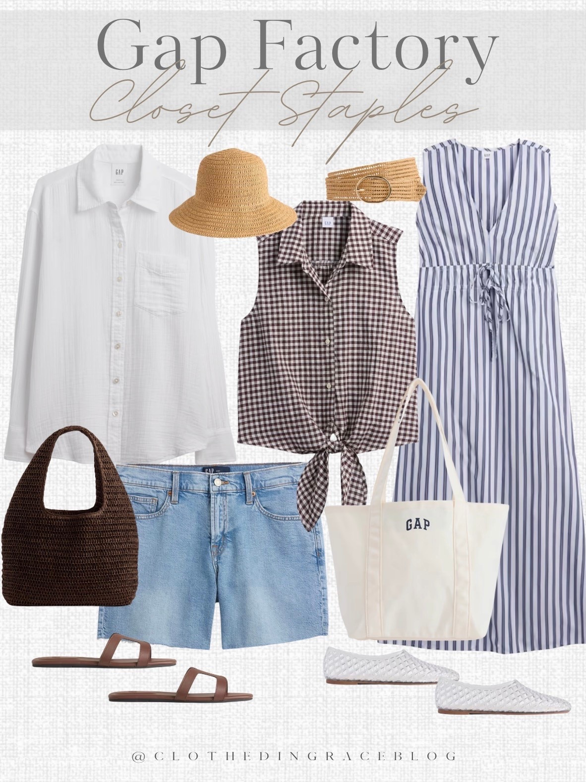 Summer closet staples from Gap Factory! 

Linen white shirt, denim shorts, bucket hat, belt, purse, sandals, dress

#LTKSaleAlert #LTKootd #LTKgrwm