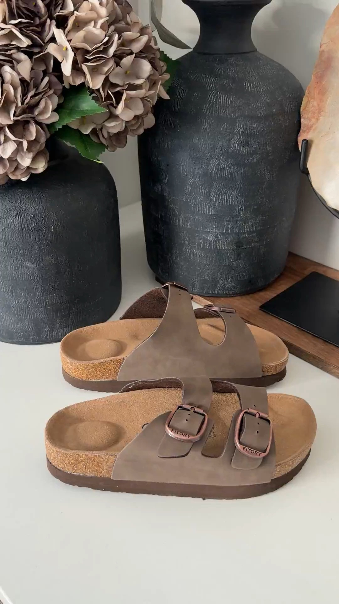 Fitory Women’s Cork Open Toe Slides 