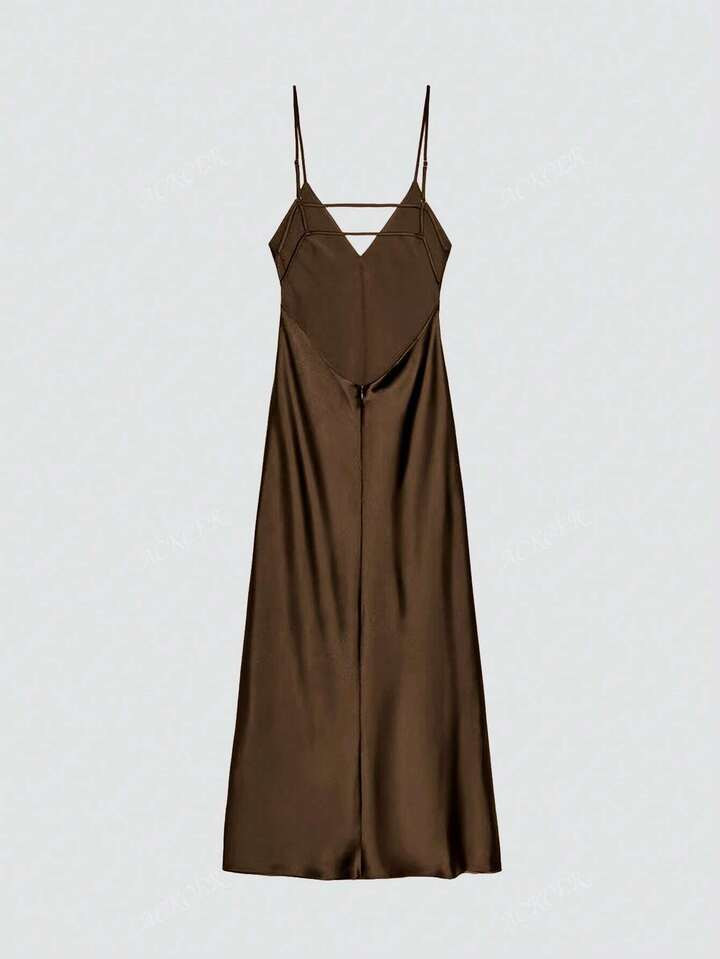 Women's Summer Fashion Satin Sleeveless Sexy Dress | SHEIN
