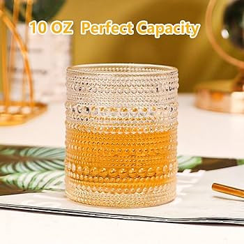 Cocktail Glasses 10 oz Hobnail Drinking Glasses Set of 6, Vintage Glassware, Textured Glass Cups ... | Amazon (US)