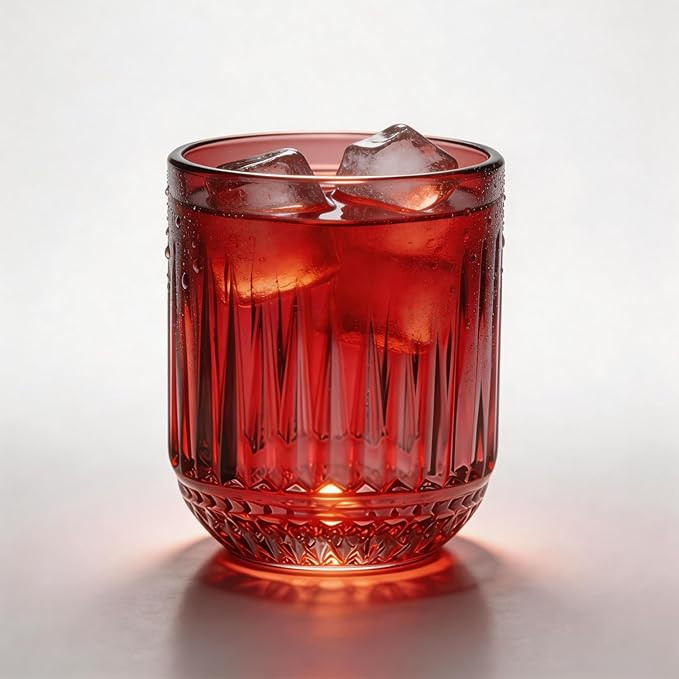 Vintage Colored Glass Tumbler 8oz, Embossed Jewel Tone Single Glass Cup, Retro Aesthetic Drinking... | Amazon (US)