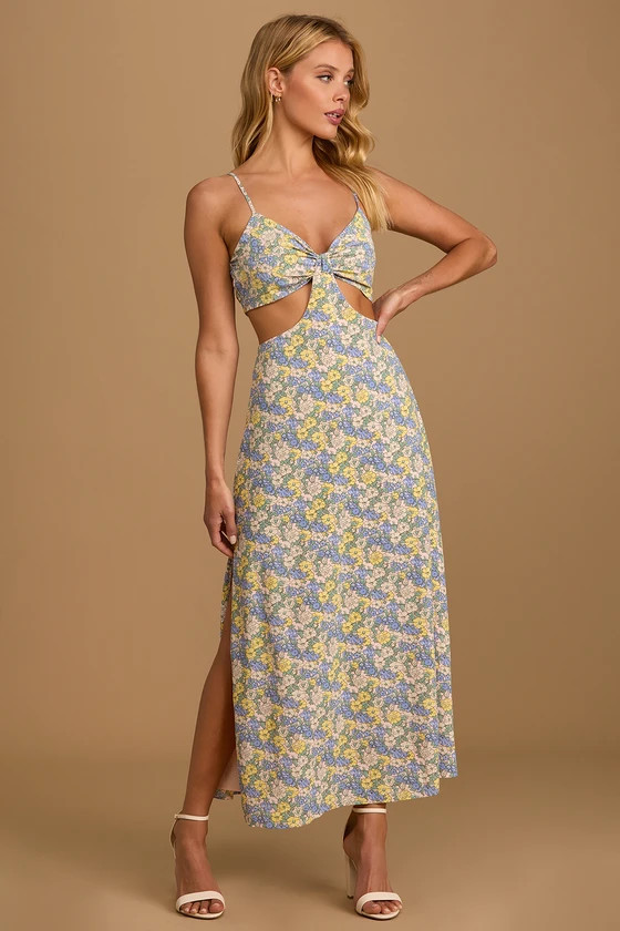 It's a Perfect Pick Pink Floral Print Cutout Maxi Dress | Lulus (US)
