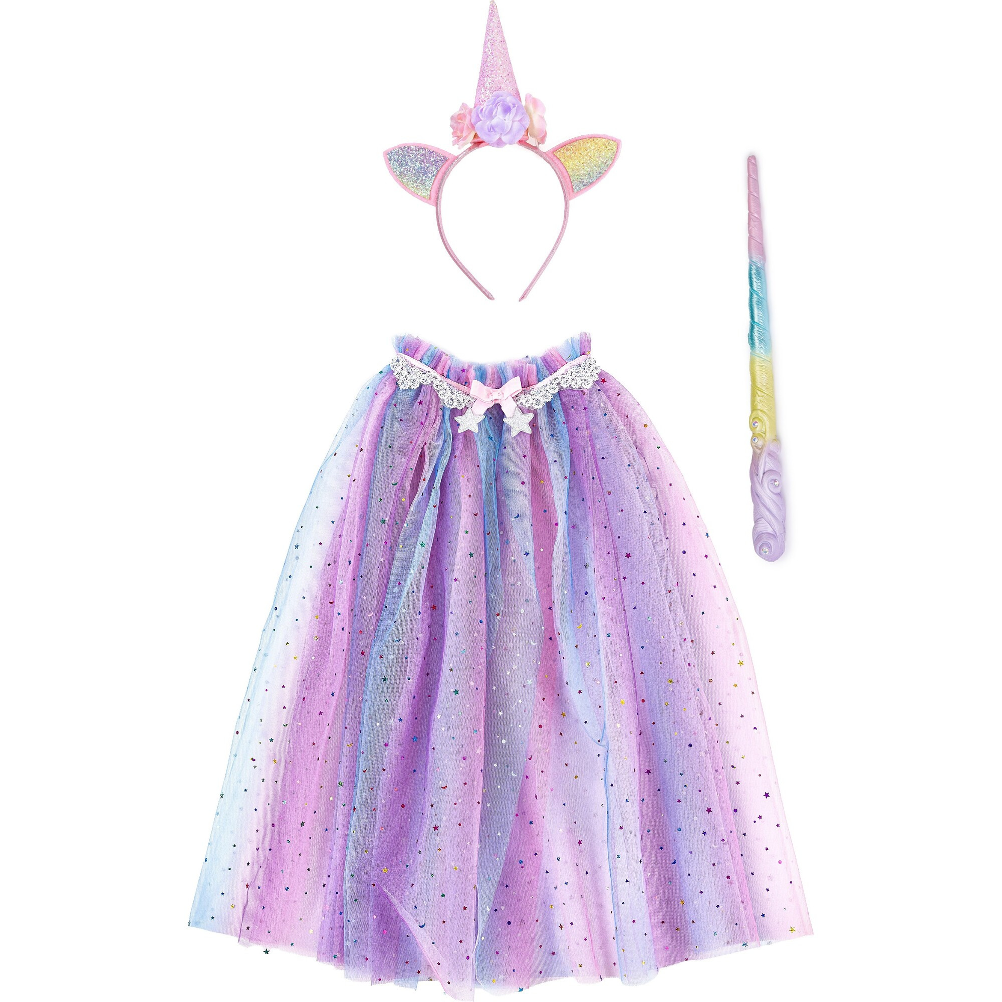Magical Rainbow Unicorn Cape, Headband, and Wand Bundle | Maisonette