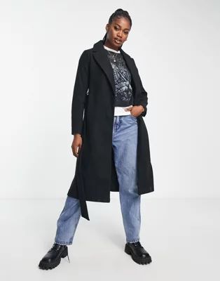 New Look belted formal coat in black | ASOS | ASOS (Global)