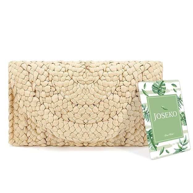 Straw Clutch Handbag, JOSEKO Women Straw Purse Envelope Bag Wallet Summer Beach Bag | Amazon (US)